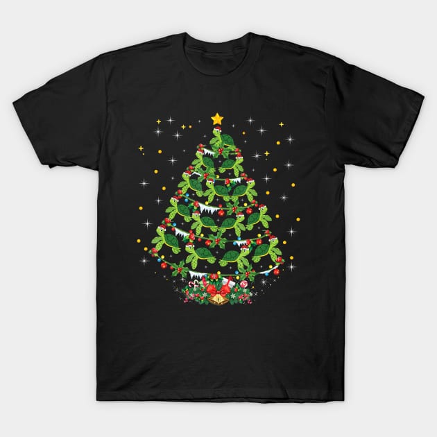 Sea Turtles Lover Xmas With Sea Turtle Christmas Tree Funny Design T-Shirt by taluswink